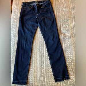 LUCKY BRAND LOLITA CROP SKINNY ANKLE JEANS Size 2 Fringe Dark Wash